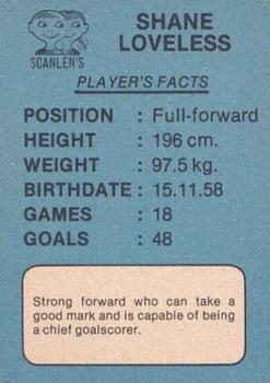 1981 Scanlens VFL #151 Shane Loveless Back